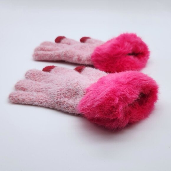💙 Kids pinks fuzzy gloves, winter gloves with touch screen fingertips, cute - Picture 3 of 10